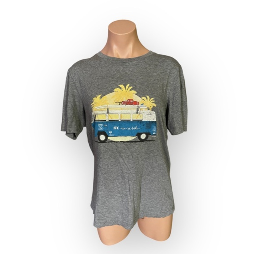 TravisMathew Men’s Medium Gray Shibby Graphic Print T-Shirt